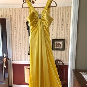 Masquerade Long Dress Yellow Rhinestones 11/12